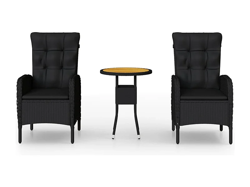 Ortona  Ensemble de bistro de jardin 3 pcs Résine tressée Noir