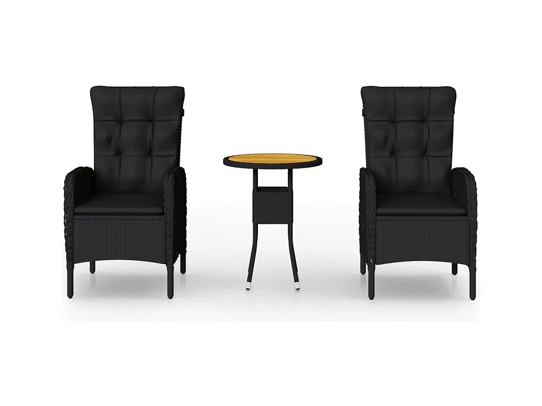 Ortona  Ensemble de bistro de jardin 3 pcs Résine tressée Noir