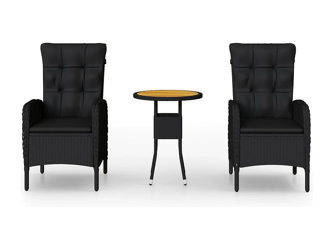 Ortona  3-delige Tuinset poly rattan zwart