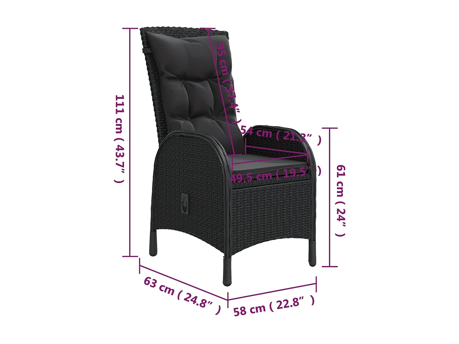 Ortona  3-delige Tuinset poly rattan zwart