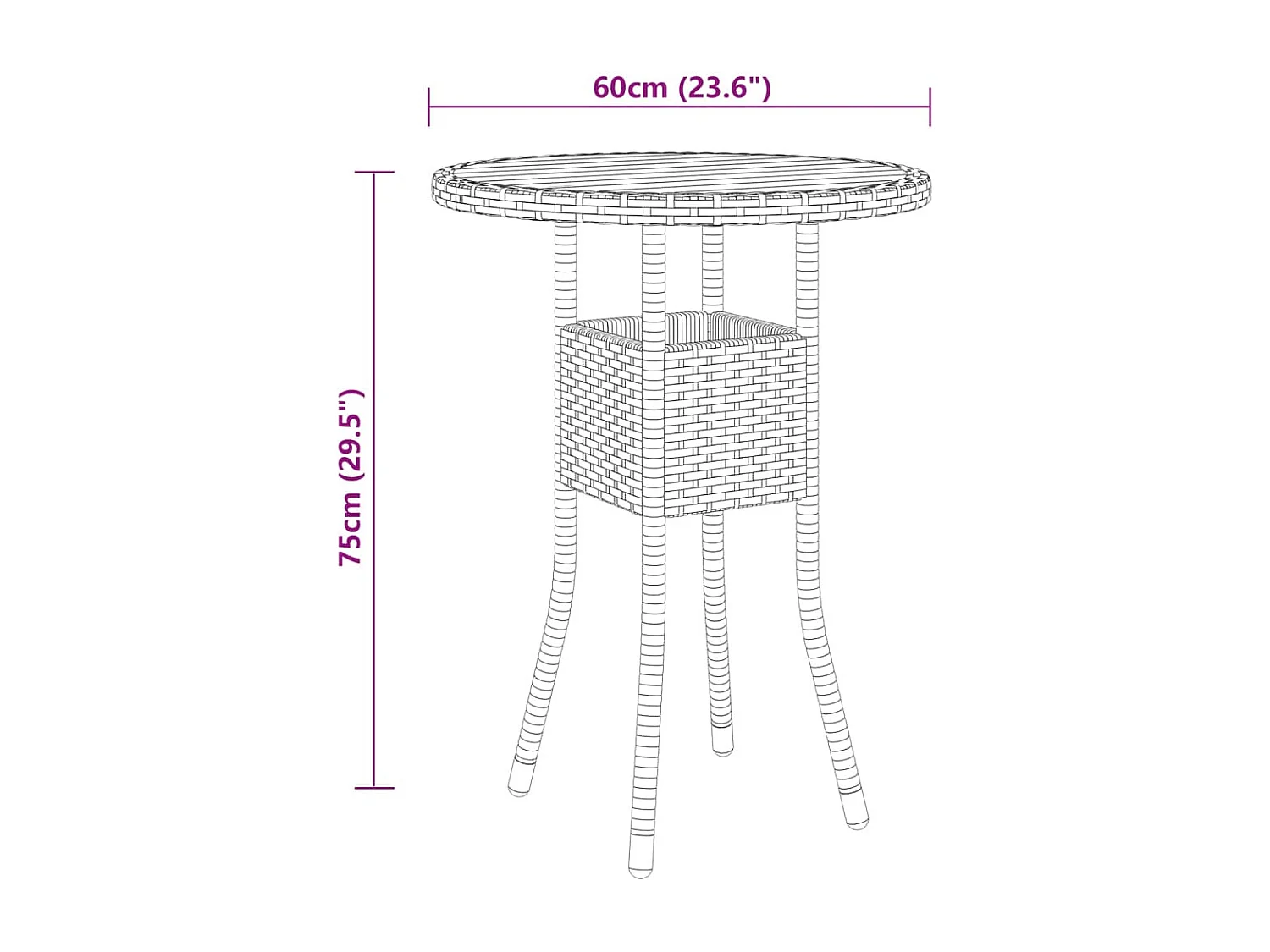 Ortona  3-delige Tuinset poly rattan zwart