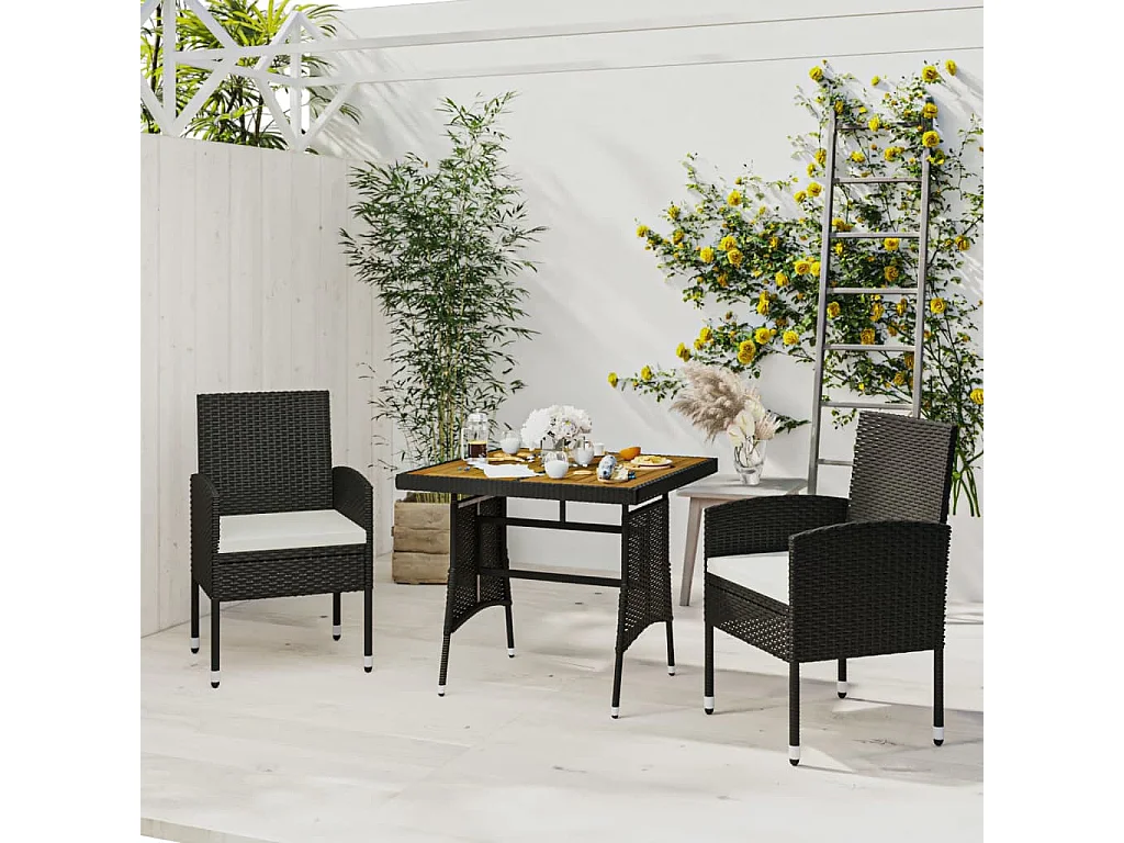 Prolenta Premium -  3-delige Tuinset poly rattan zwart