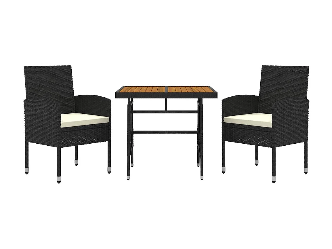 Prolenta Premium -  3-delige Tuinset poly rattan zwart