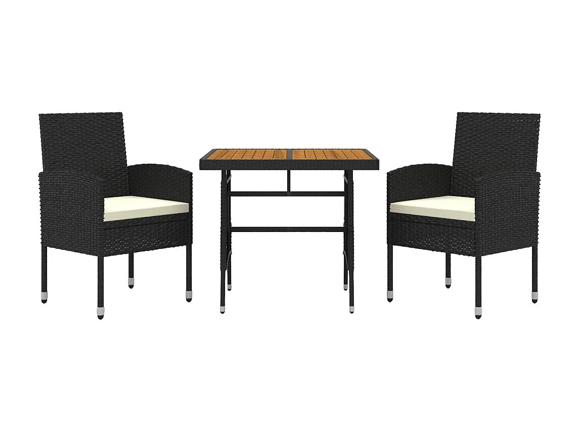 Prolenta Premium -  3-delige Tuinset poly rattan zwart