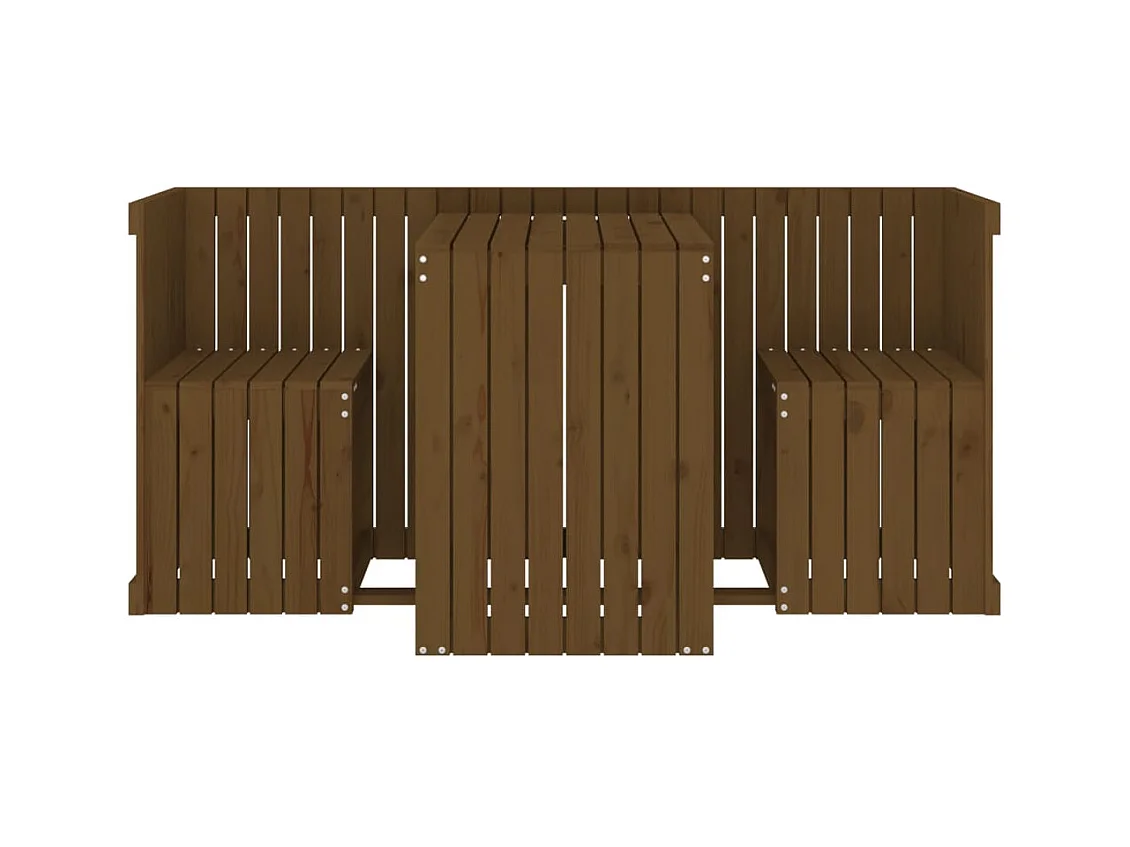 Aidan  Set de balcon 2 places marron miel bois de pin massif