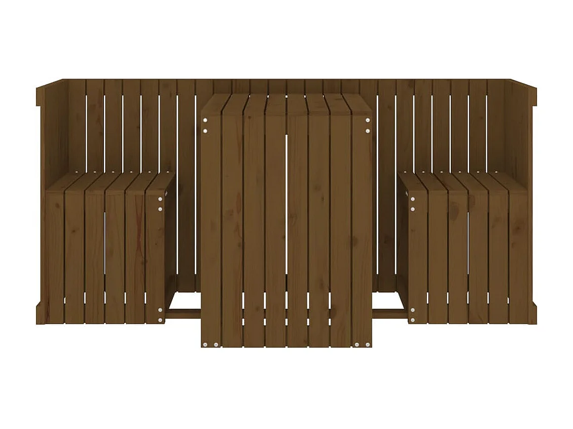 Aidan  Set de balcon 2 places marron miel bois de pin massif