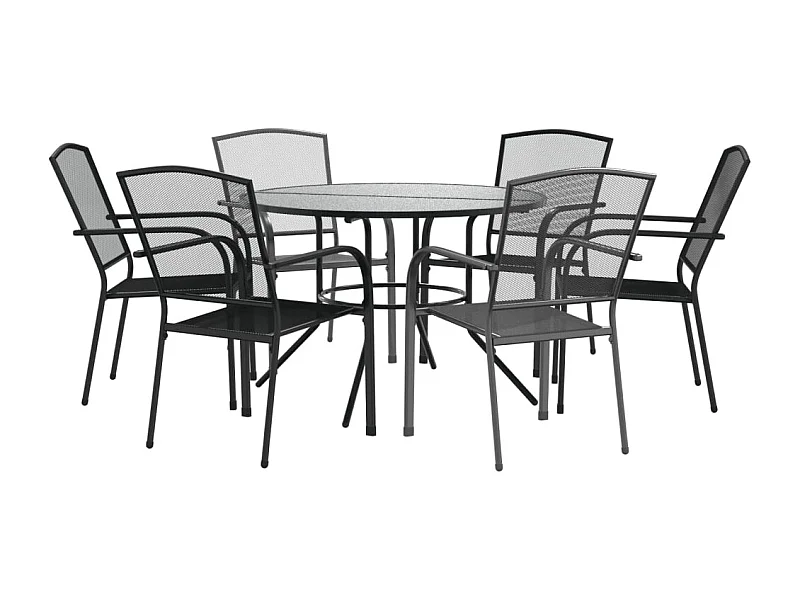 Untamo  Ensemble de chaises de jardin empilables 7 pcs anthracite