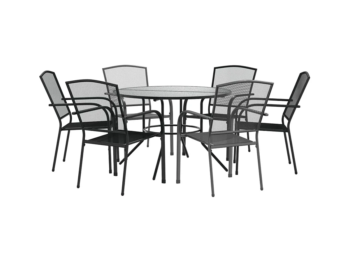 Untamo  Ensemble de chaises de jardin empilables 7 pcs anthracite