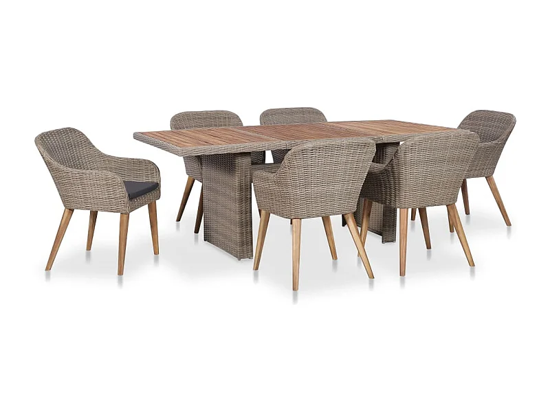 Garden Furniture -  Salon de jardin avec coussins 7 pcs Résine tressée