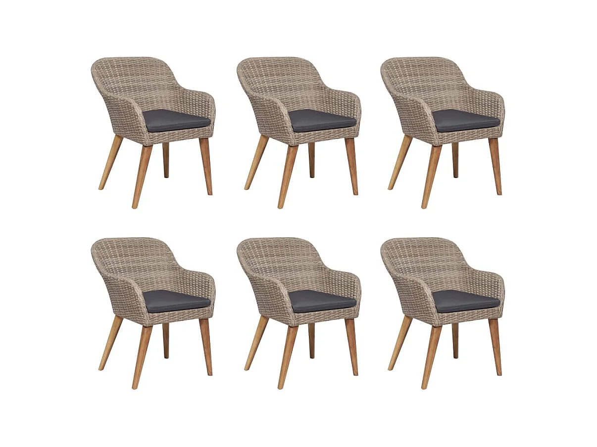 Garden Furniture -  Salon de jardin avec coussins 7 pcs Résine tressée