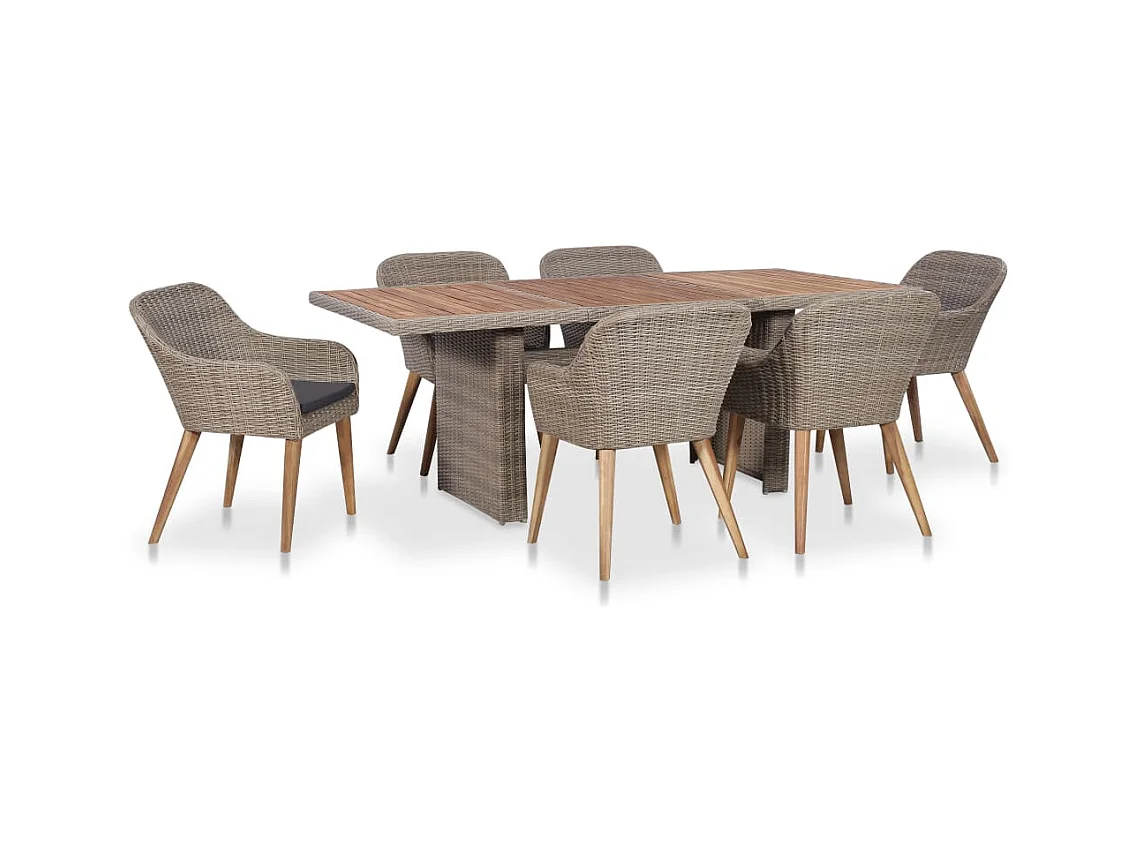 Garden Furniture -  7-delige Tuinset met kussens poly rattan zwart