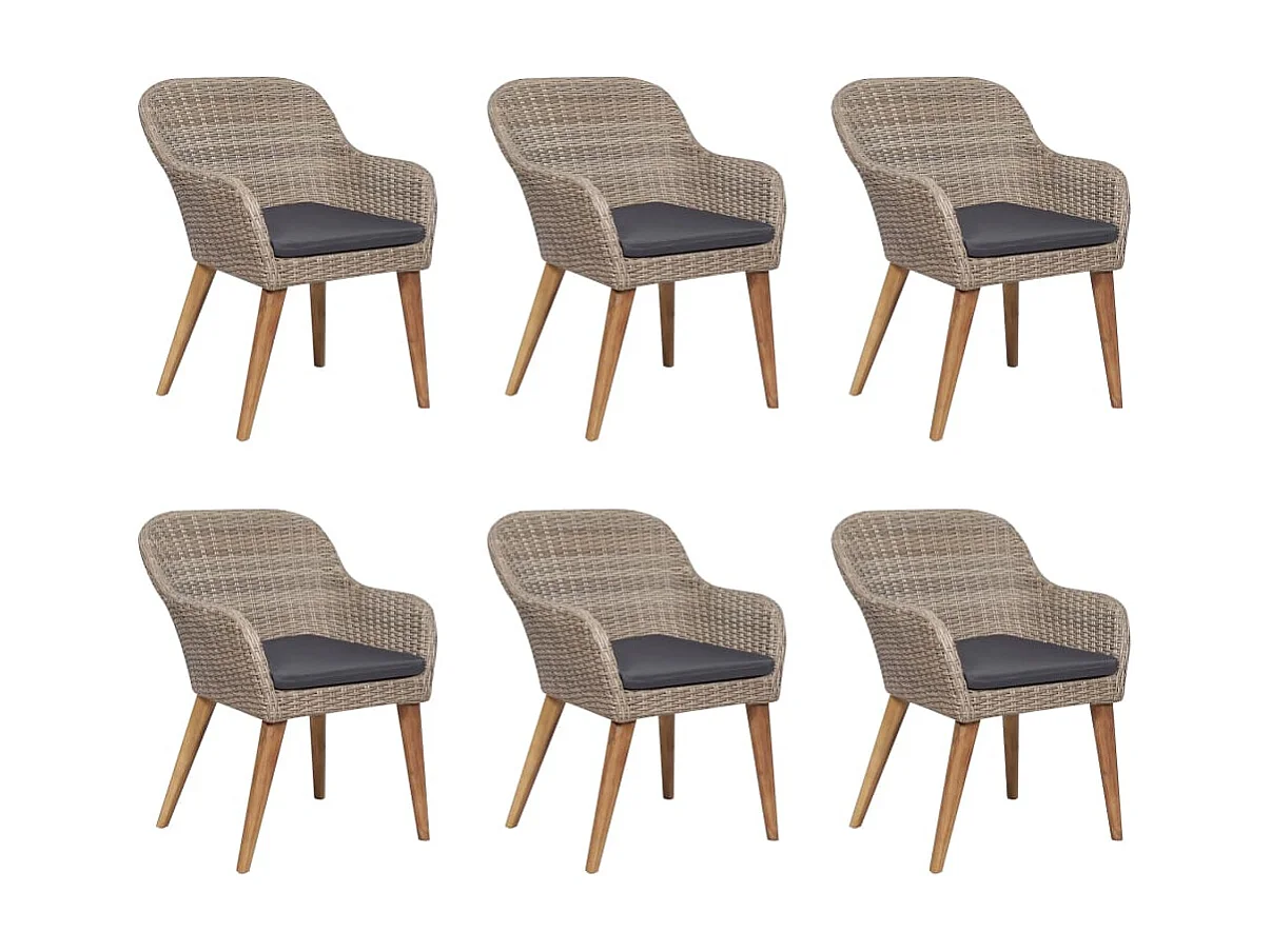 Garden Furniture -  7-delige Tuinset met kussens poly rattan zwart