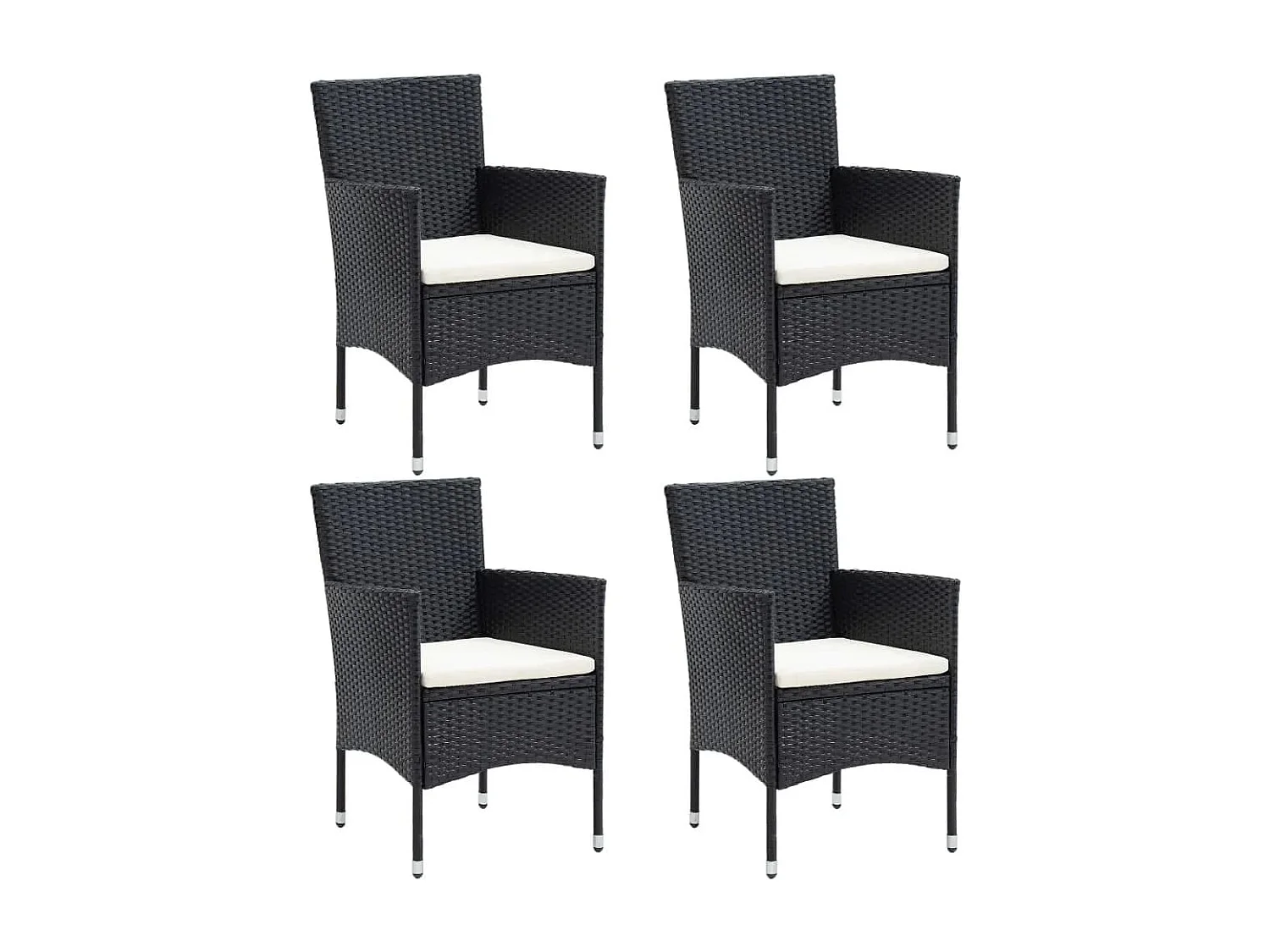 Wausau  Ensemble à dîner de jardin avec coussins 5 pcs poly rotin noir