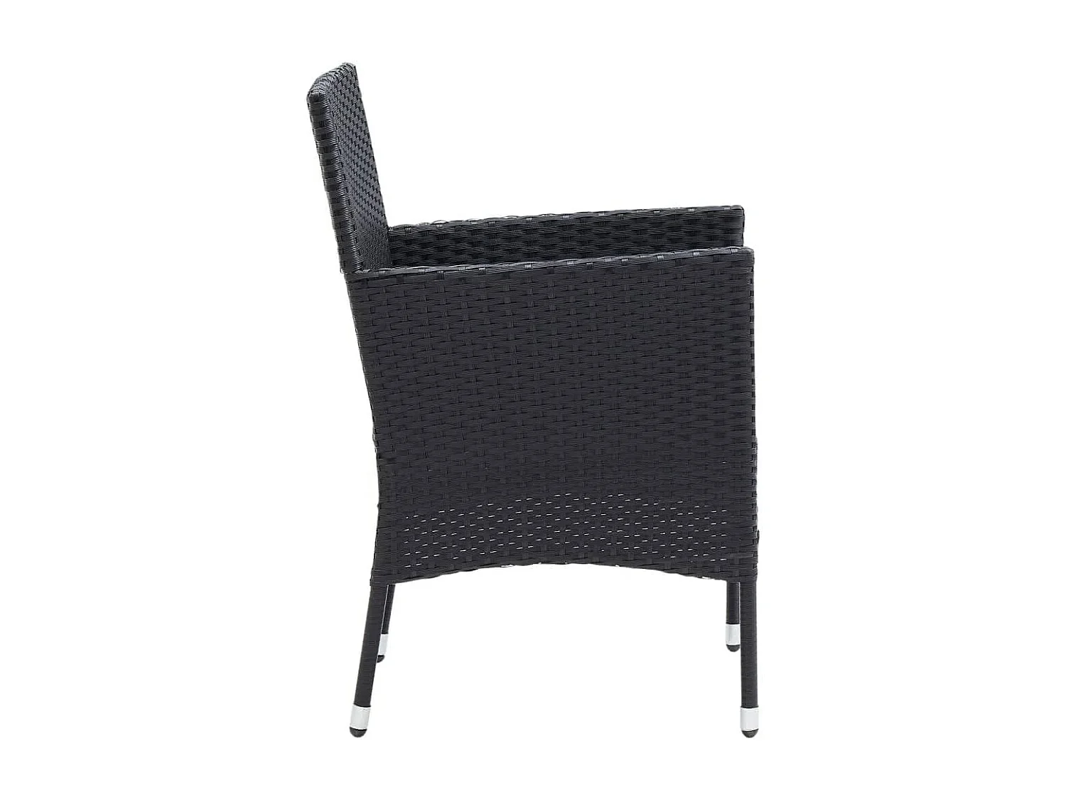 Wausau  Ensemble à dîner de jardin avec coussins 5 pcs poly rotin noir