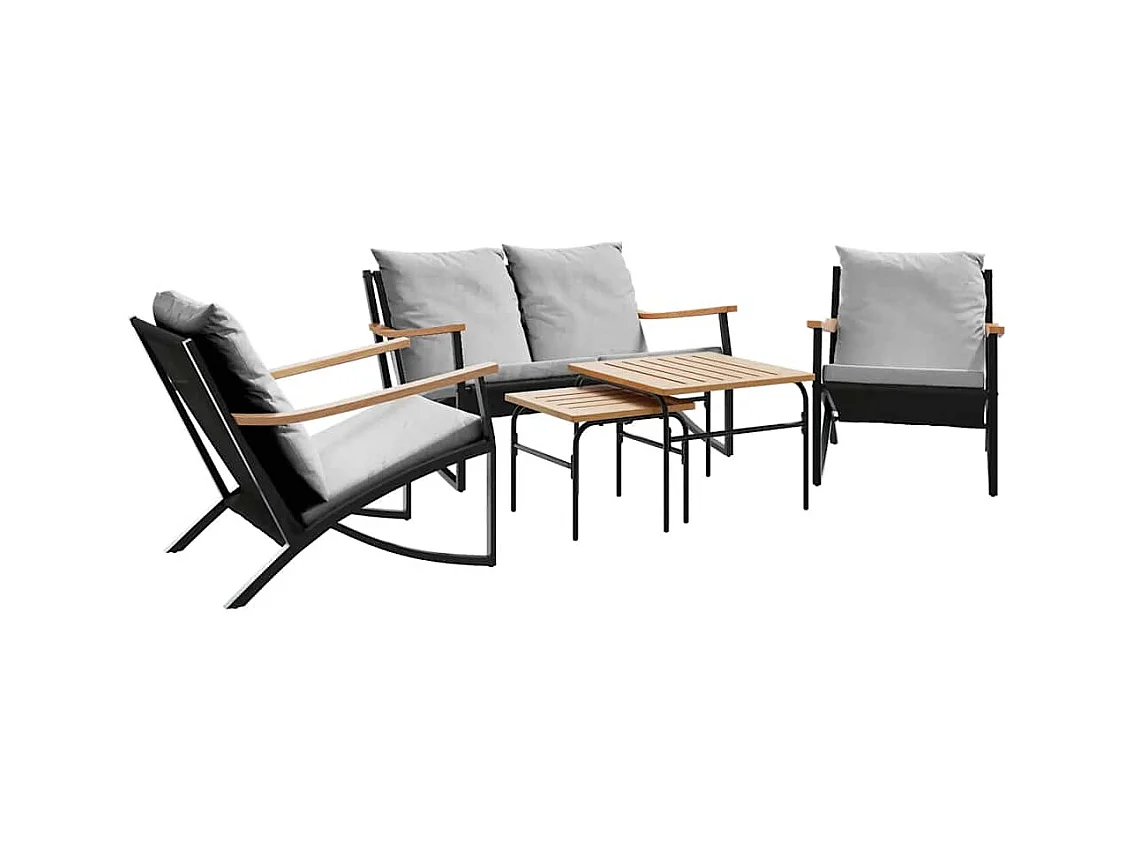 Nathan James  5-delige Balkonset met kussens staal zwart