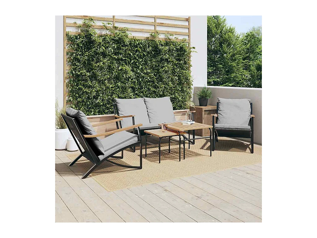 Nathan James  5-delige Balkonset met kussens staal zwart