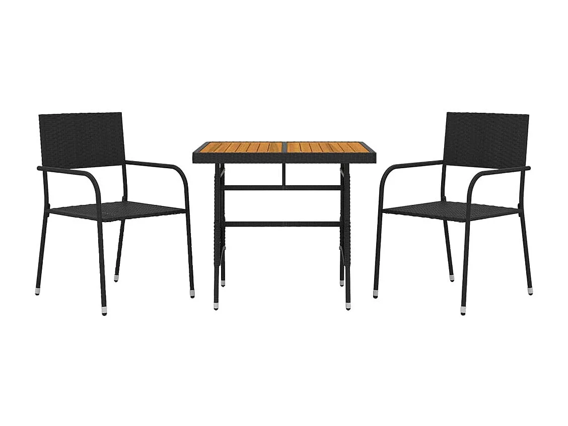 Prolenta Premium -  3-delige Tuinset poly rattan zwart