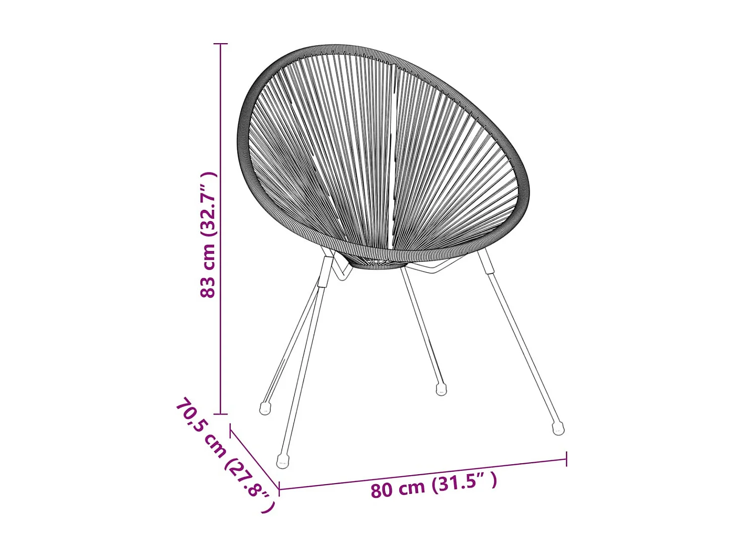 Alba  Ensemble à dîner d'extérieur 3 pcs Rotin PVC Noir