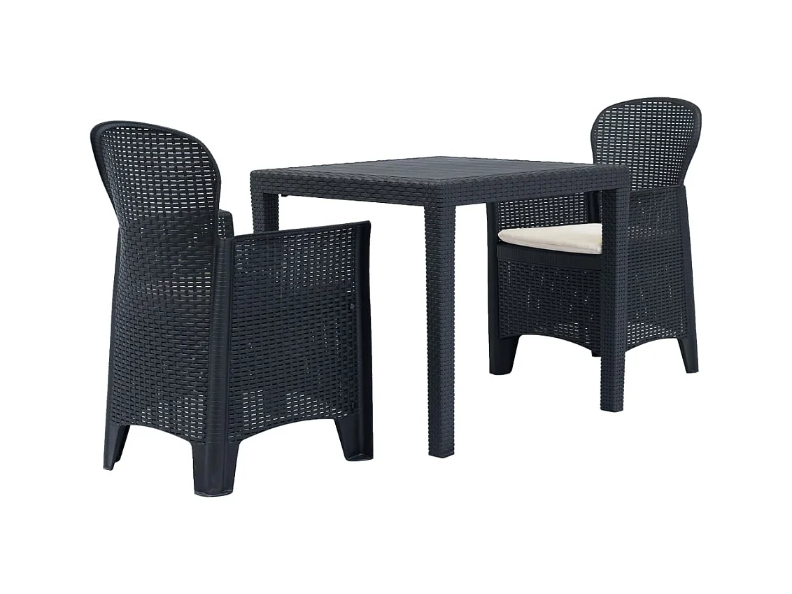 Nathan Paul  Ensemble de bistro 3 pcs Plastique Anthracite Aspect de rotin