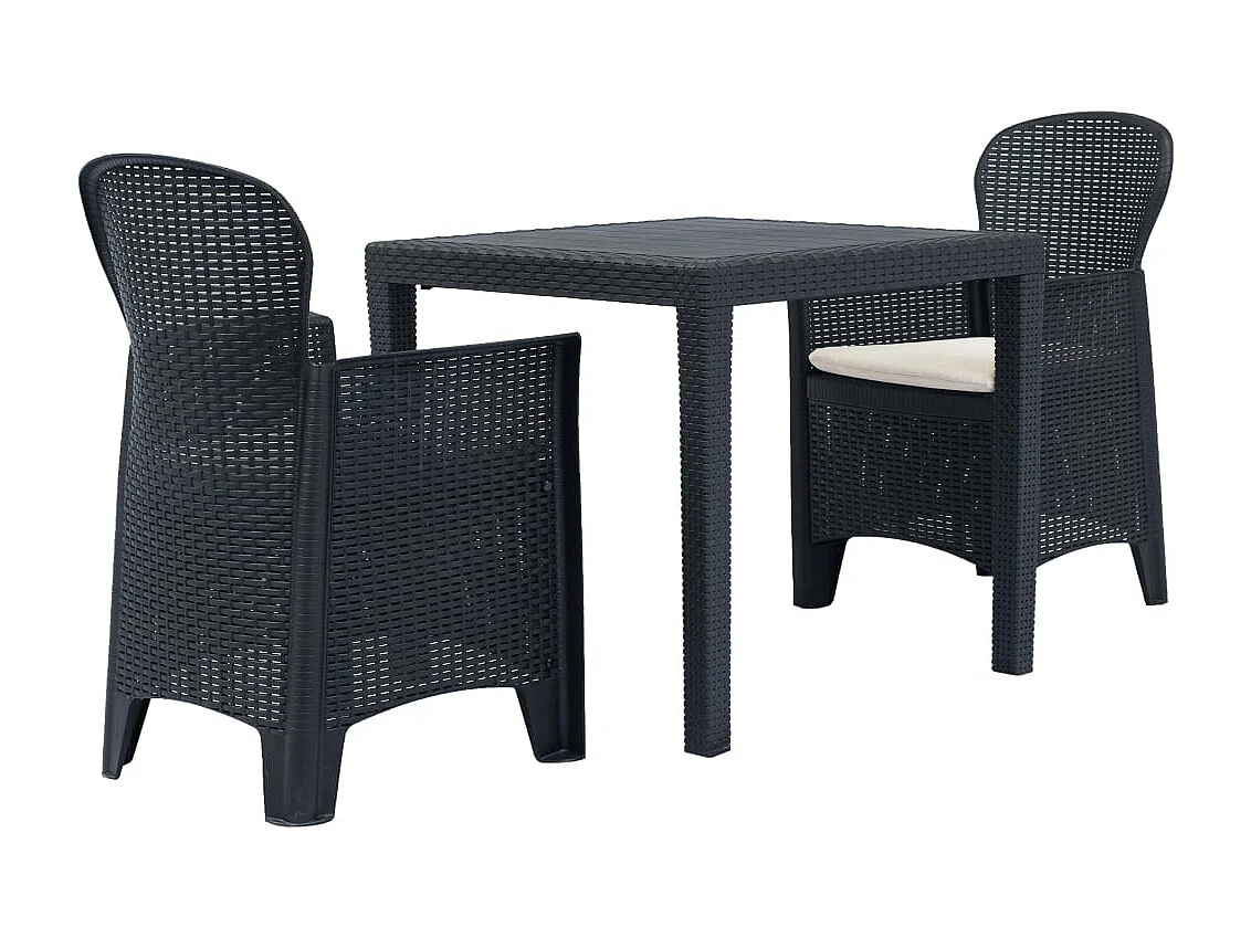 Nathan Paul  Ensemble de bistro 3 pcs Plastique Anthracite Aspect de rotin