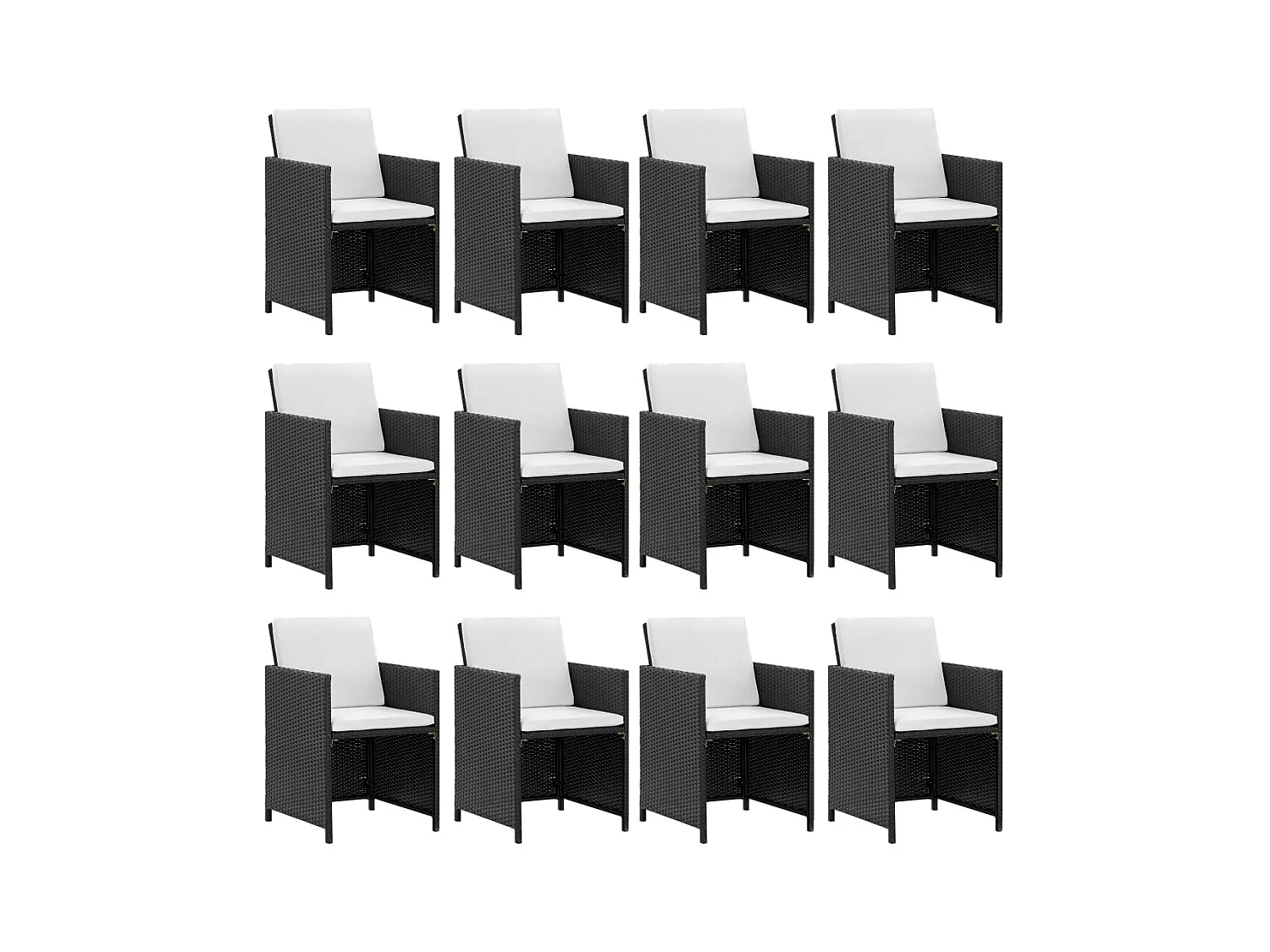 Myral  13-delige Tuinset met kussens poly rattan zwart