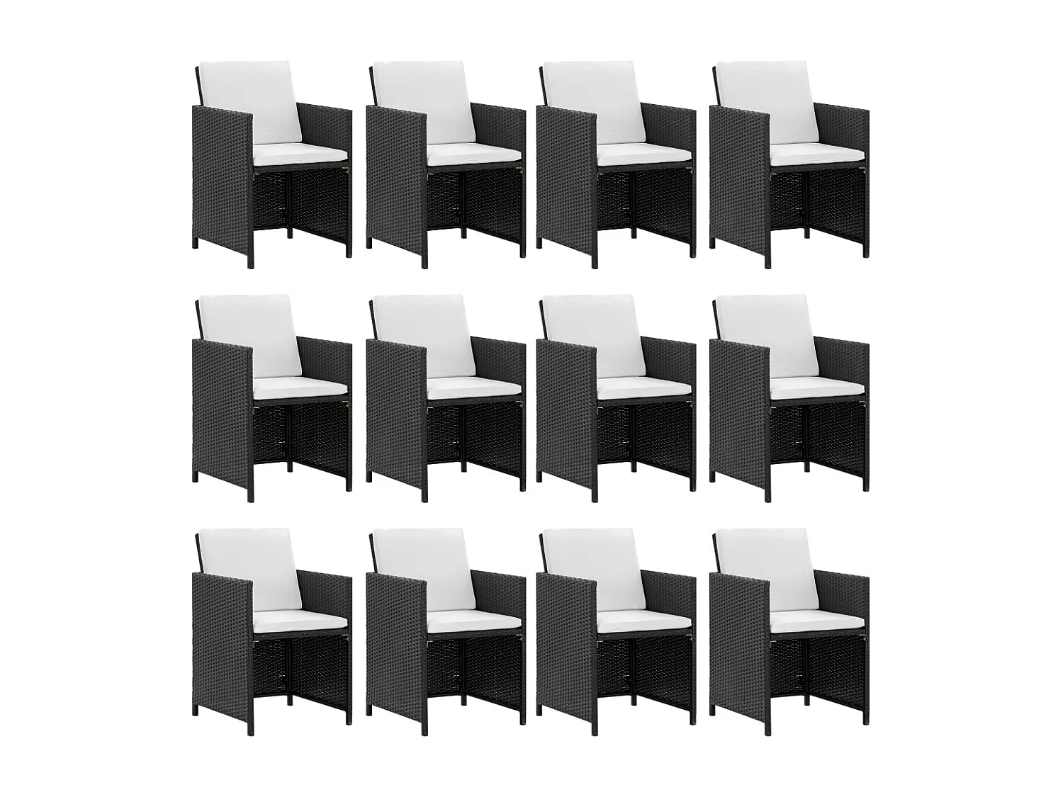 Myral  Set comedor de jardín 13 piezas y cojines ratán sintético negro