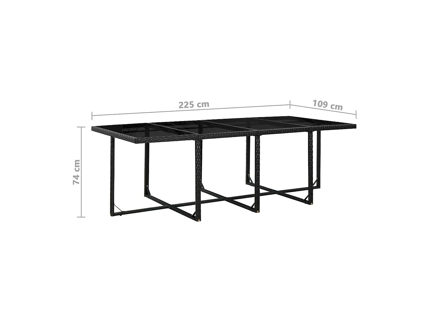 Myral  Set comedor de jardín 13 piezas y cojines ratán sintético negro