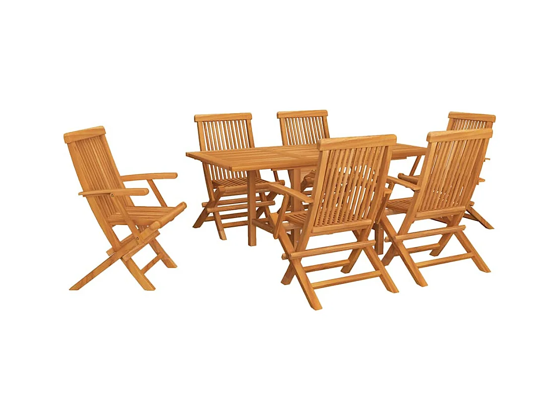 Jacques-Sébastien  Juego de comedor para jardín 7 piezas madera maciza teca