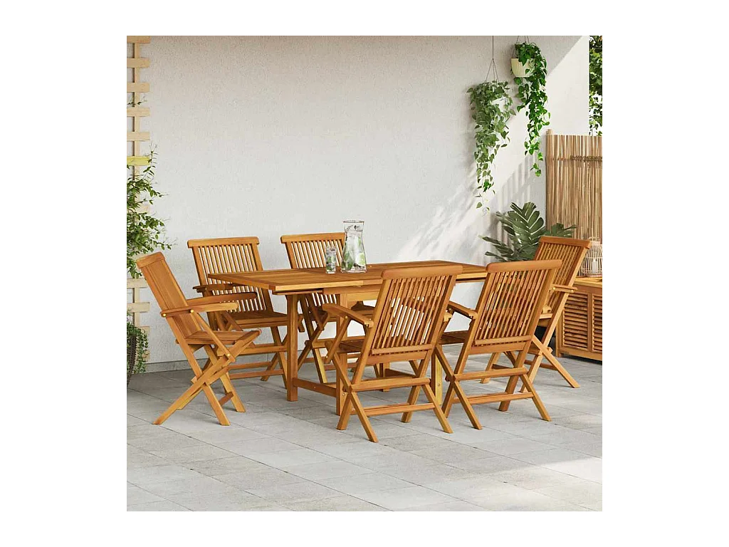 Jacques-Sébastien  Juego de comedor para jardín 7 piezas madera maciza teca