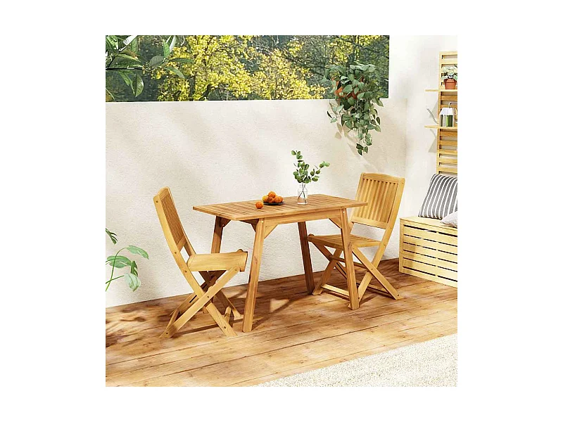 Garden Furniture -  Conjunto de balcón 3 piezas madera maciza de acacia