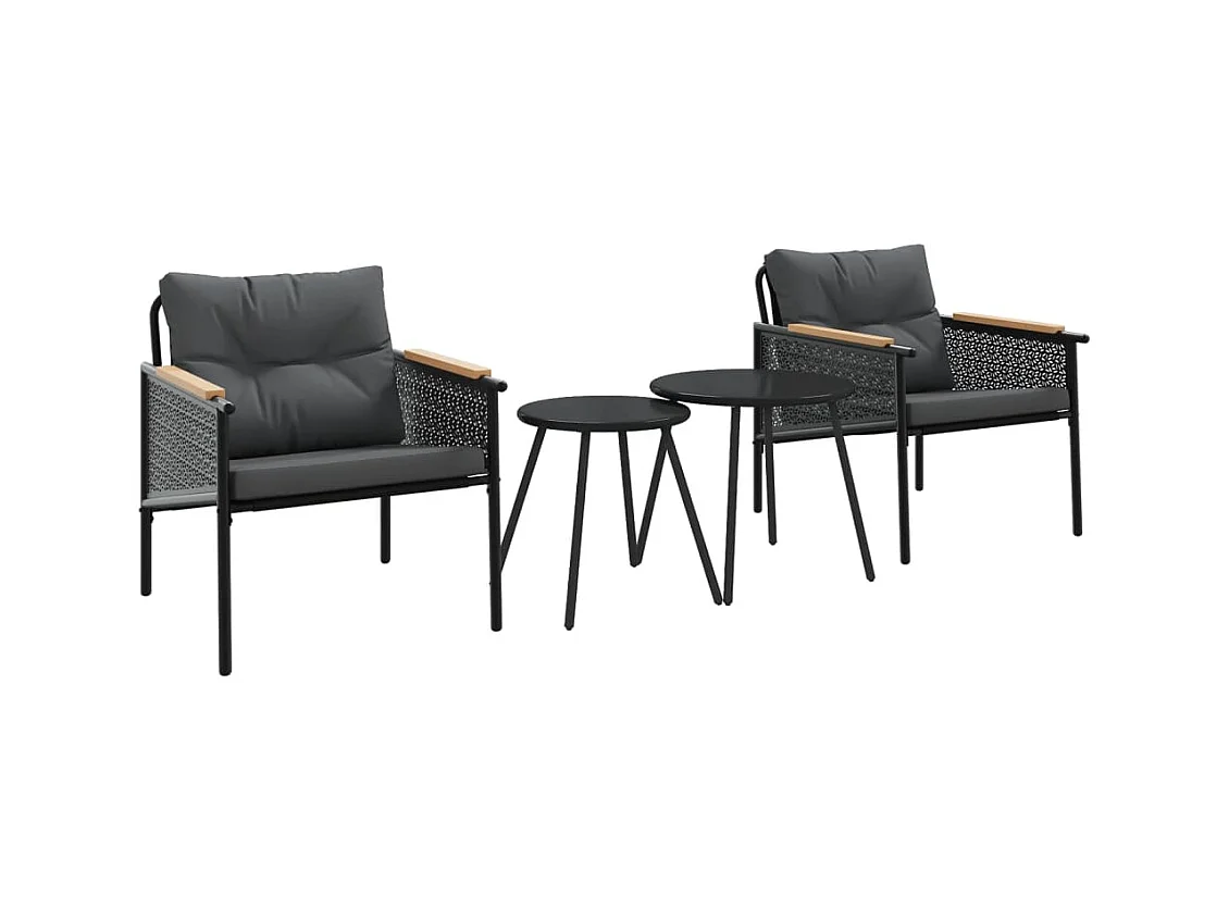 Arielia  Ensemble de meubles de balcon 4 pcs avec coussins acier noir