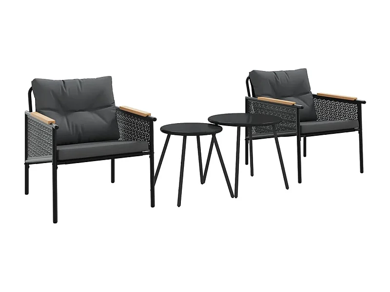 Arielia  Ensemble de meubles de balcon 4 pcs avec coussins acier noir