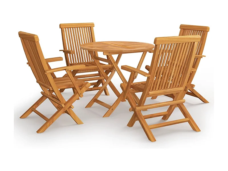 Cymir  Salon de jardin 5 pcs Bois de teck massif