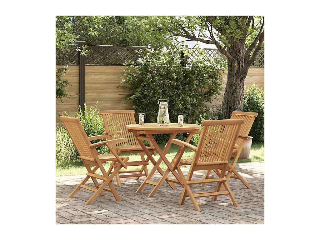 Cymir  Salon de jardin 5 pcs Bois de teck massif