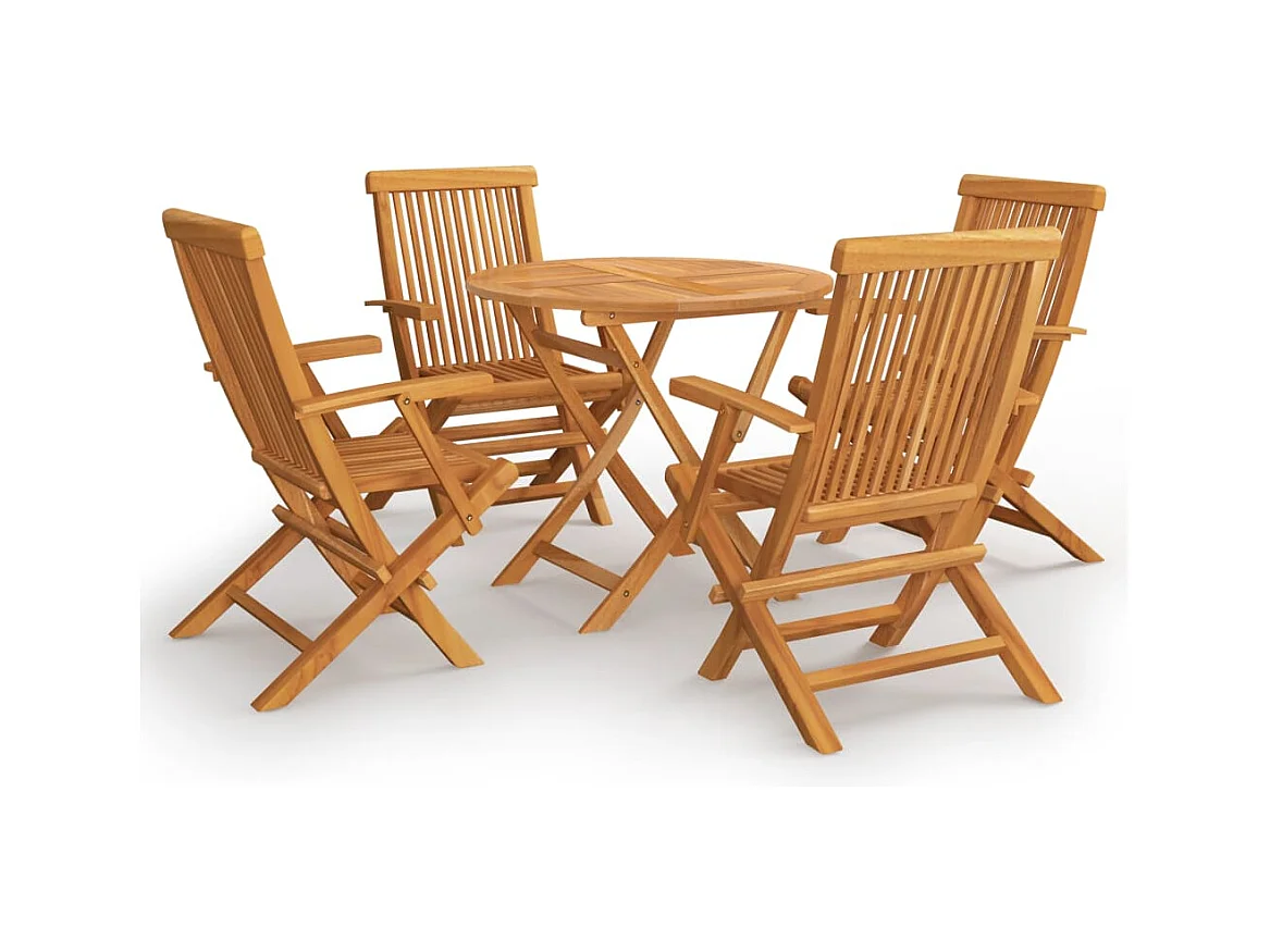 Cymir  Juego de comedor para jardín 5 piezas madera maciza teca