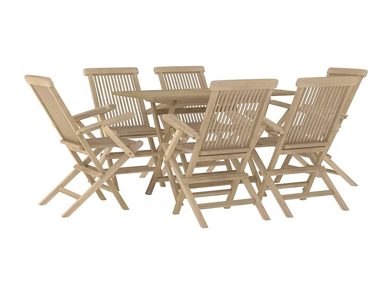 André-Paul-Louis  Salon de jardin 7 pcs gris bois de teck solide