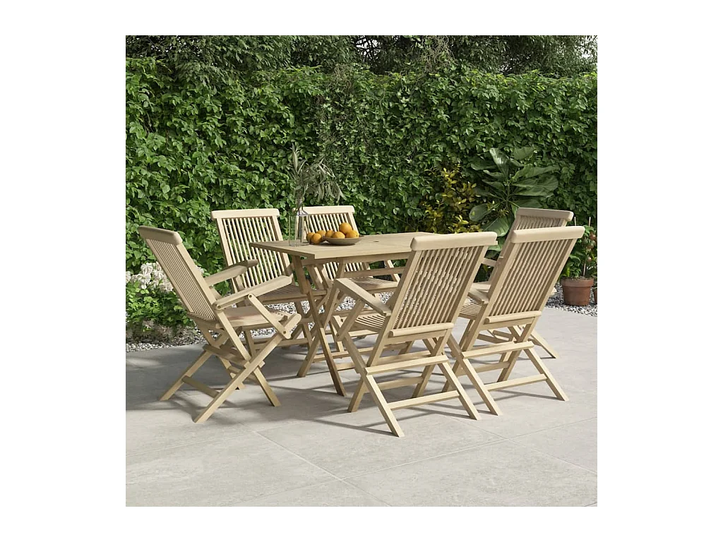 André-Paul-Louis  Salon de jardin 7 pcs gris bois de teck solide