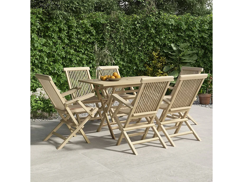 André-Paul-Louis  Salon de jardin 7 pcs gris bois de teck solide