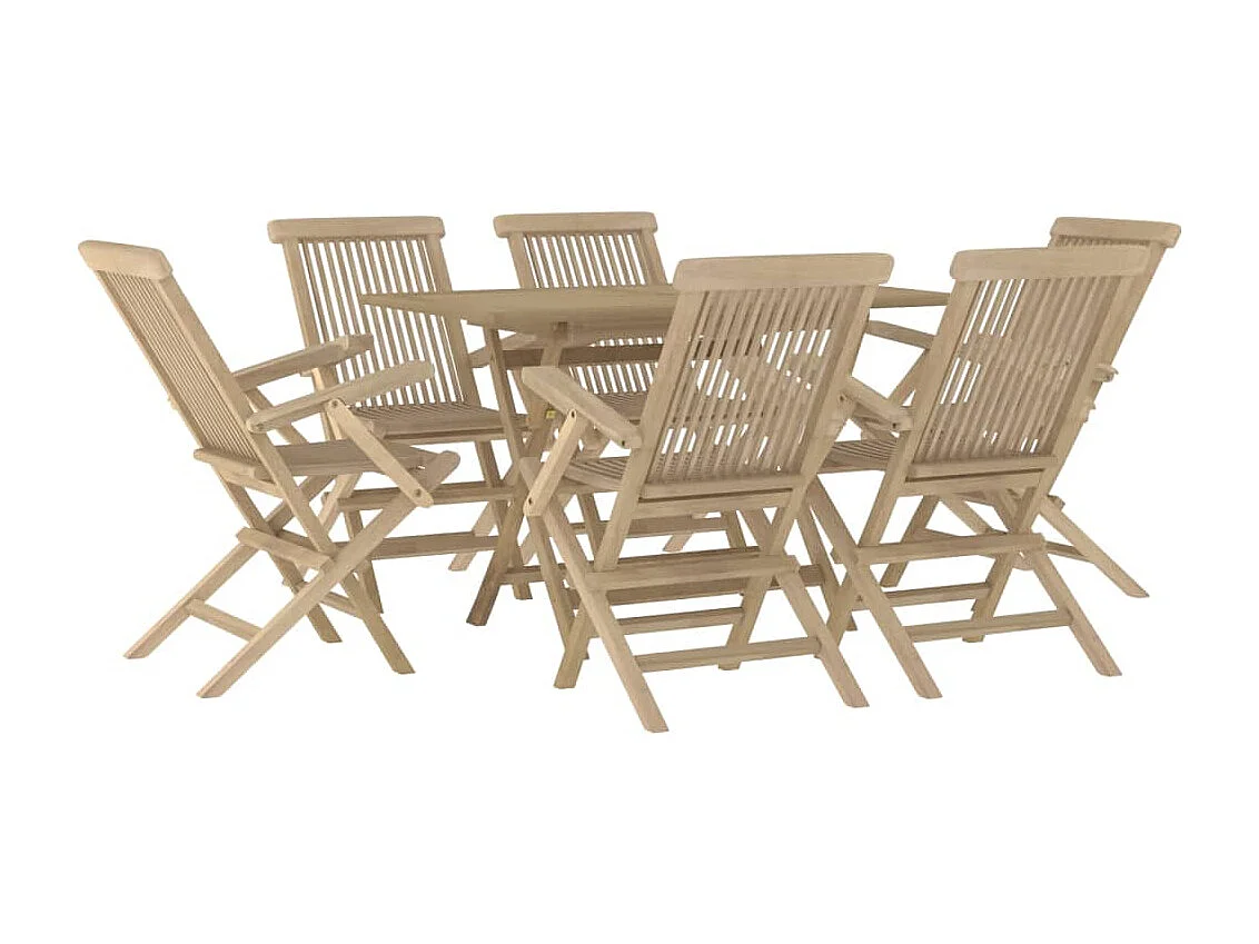 André-Paul-Louis  Salon de jardin 7 pcs gris bois de teck solide