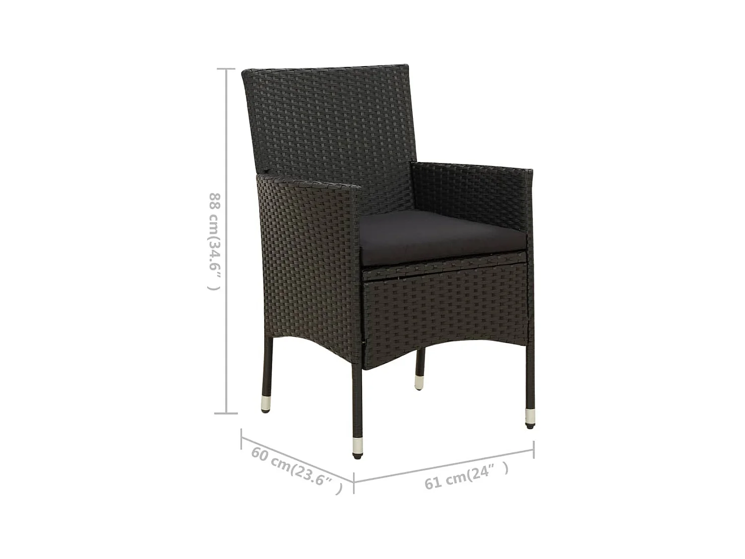 Ewald  Salon de jardin 7 pcs avec coussins résine tressée noir