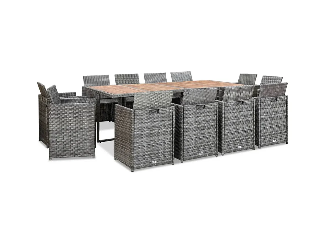 Hugo  Mobilier à dîner extérieur 13pcs coussins Poly rotin Anthracite