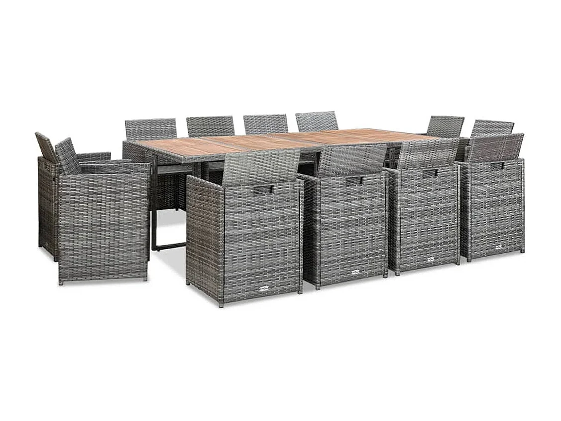 Hugo  13-delige Tuinset met kussens poly rattan antracietkleurig