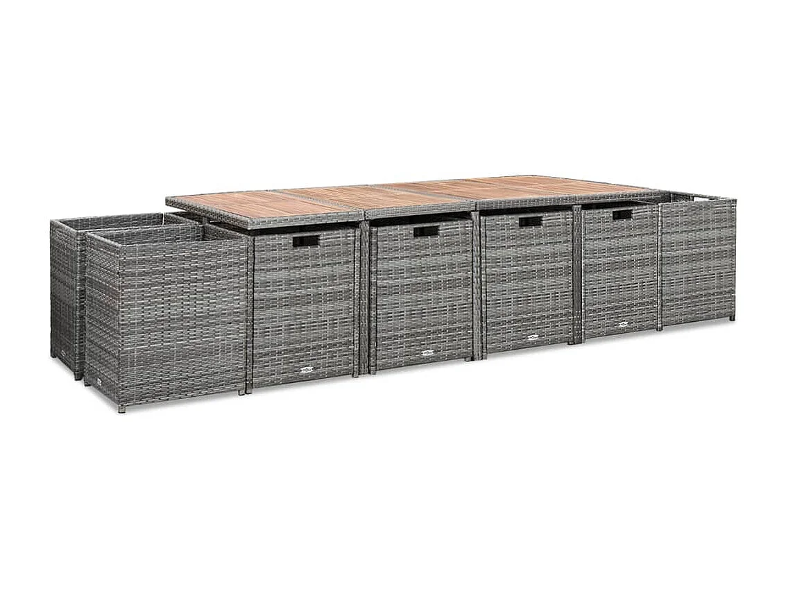 Hugo  13-delige Tuinset met kussens poly rattan antracietkleurig