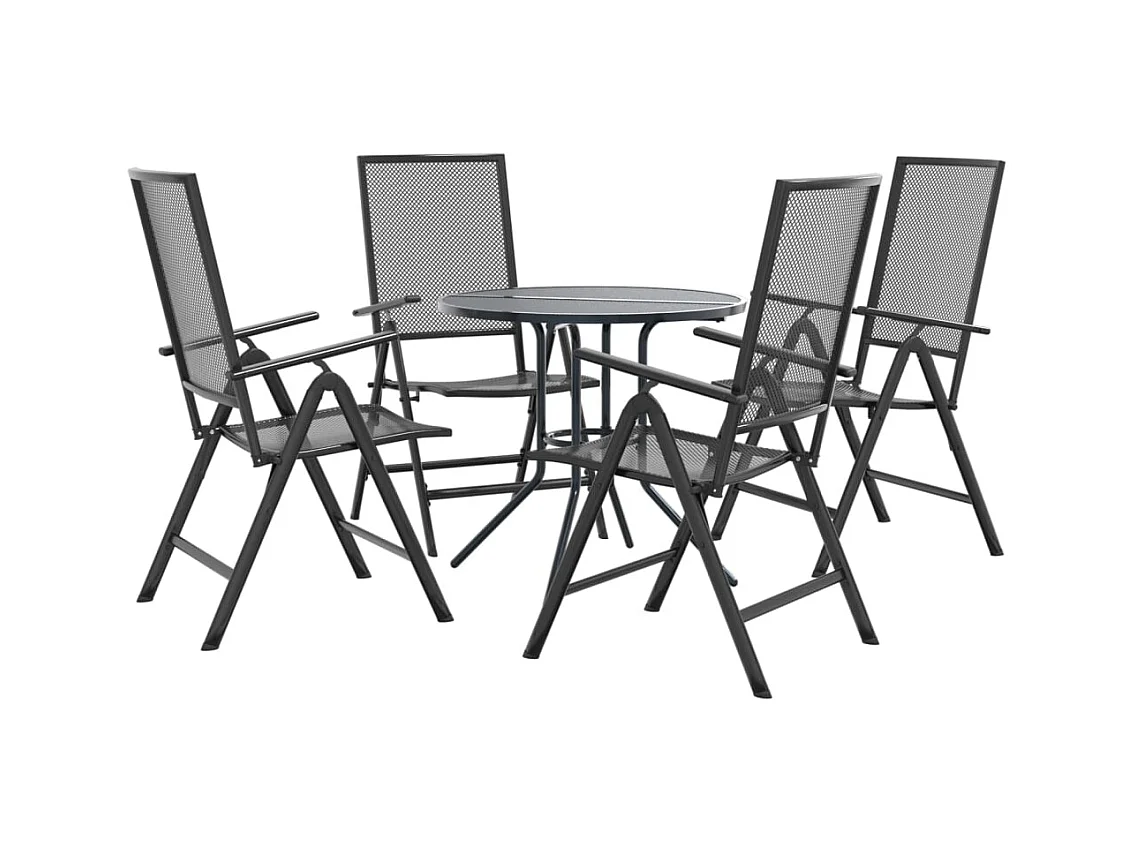 Bollène  5-delige Tuinset verstelbaar gepoedercoat staal antracietkleur