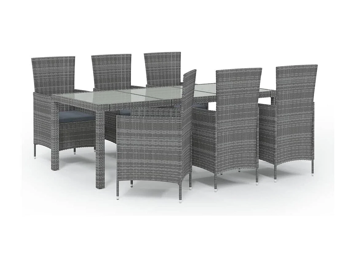 Prolenta Premium -  Salon de jardin 7 pcs avec coussins Résine tressée Gris