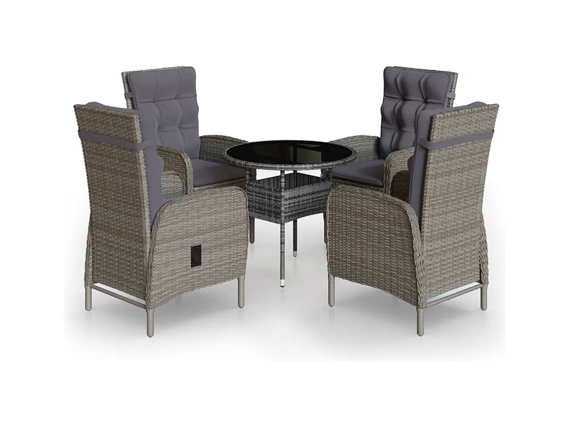 Ortona  Ensemble de bistro de jardin 5 pcs Résine tressée Gris