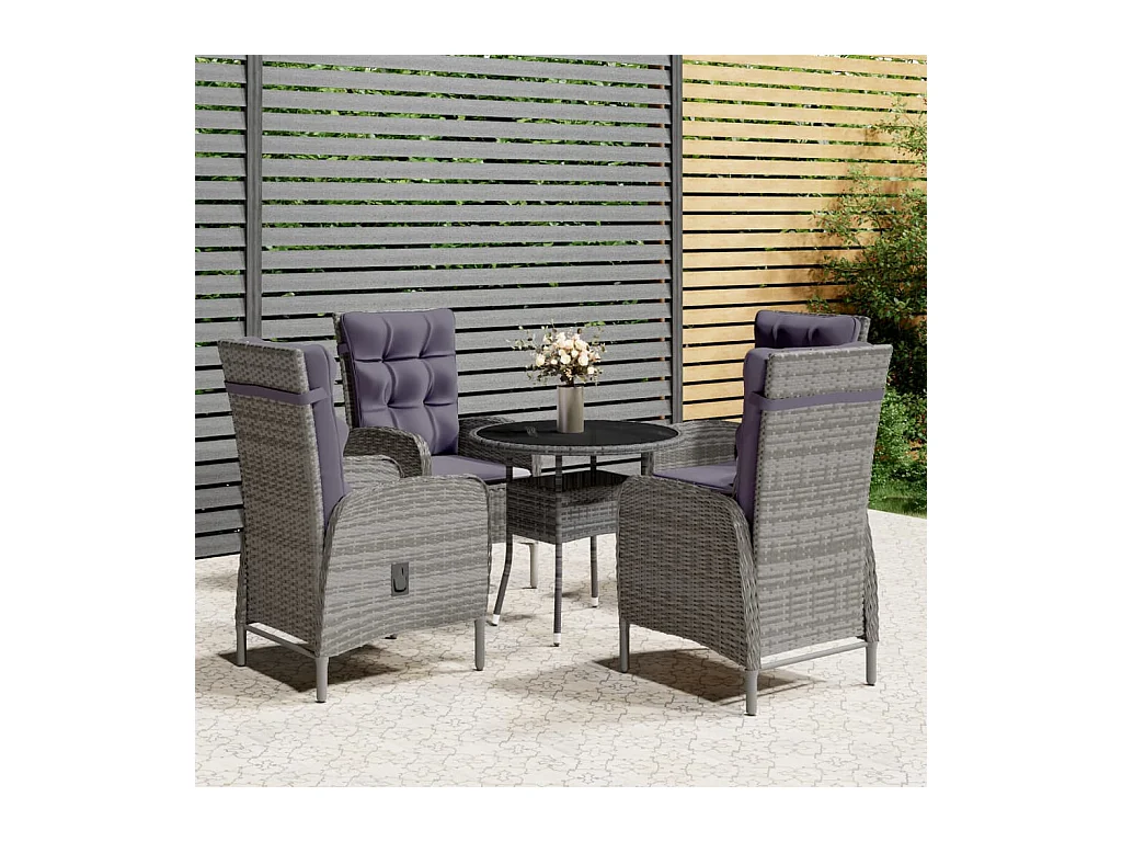Ortona  Ensemble de bistro de jardin 5 pcs Résine tressée Gris