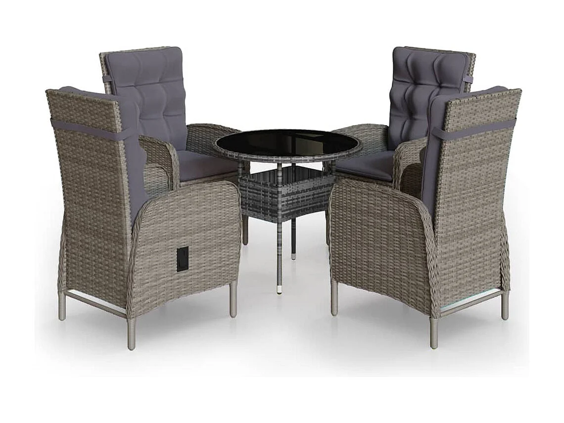 Ortona  Ensemble de bistro de jardin 5 pcs Résine tressée Gris