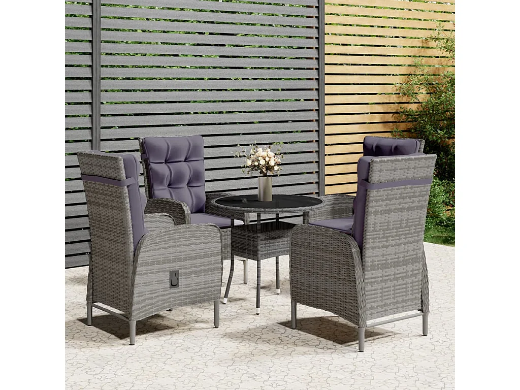 Ortona  Ensemble de bistro de jardin 5 pcs Résine tressée Gris