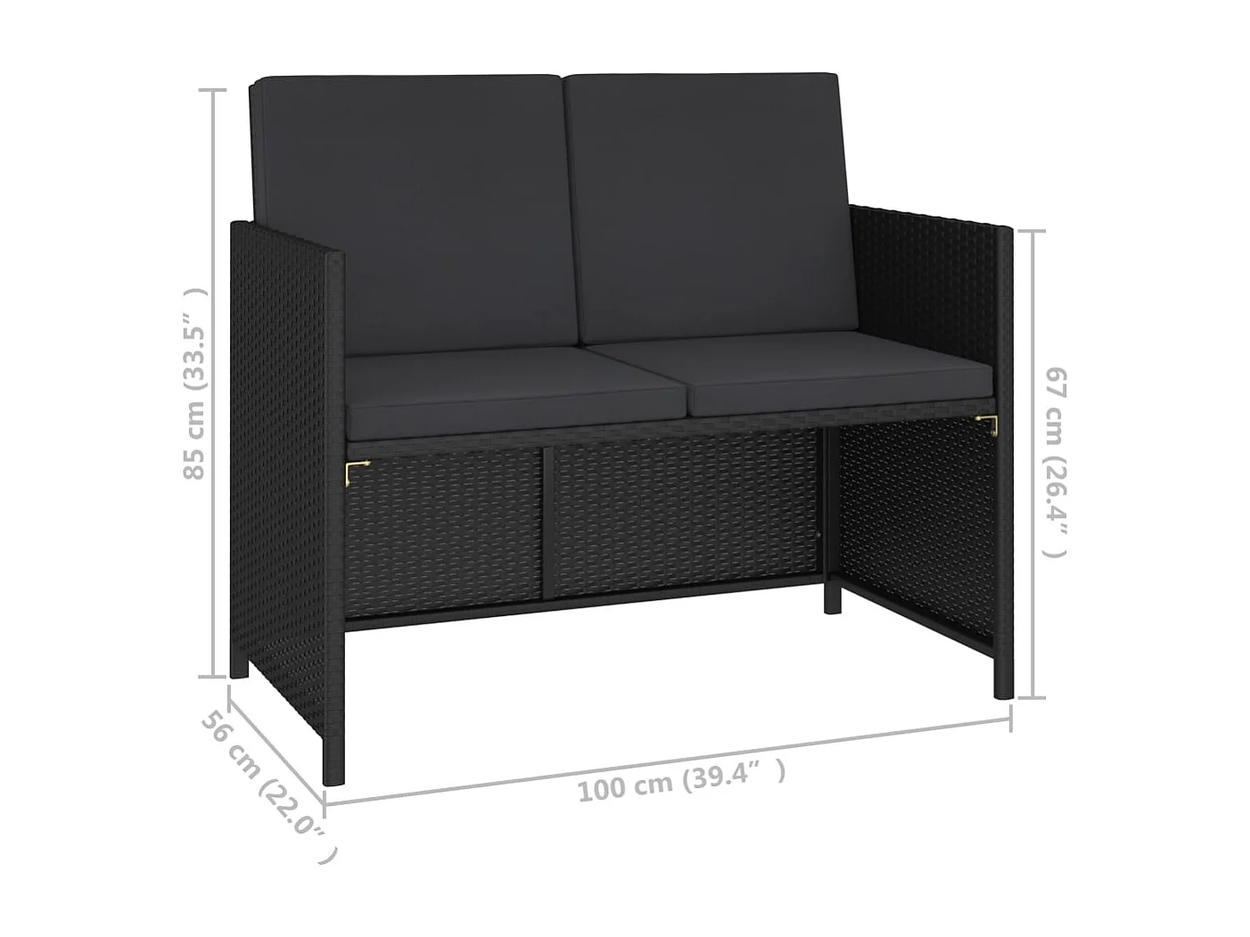 Sylara  Set comedor de jardín 6 piezas y cojines ratán sintético negro